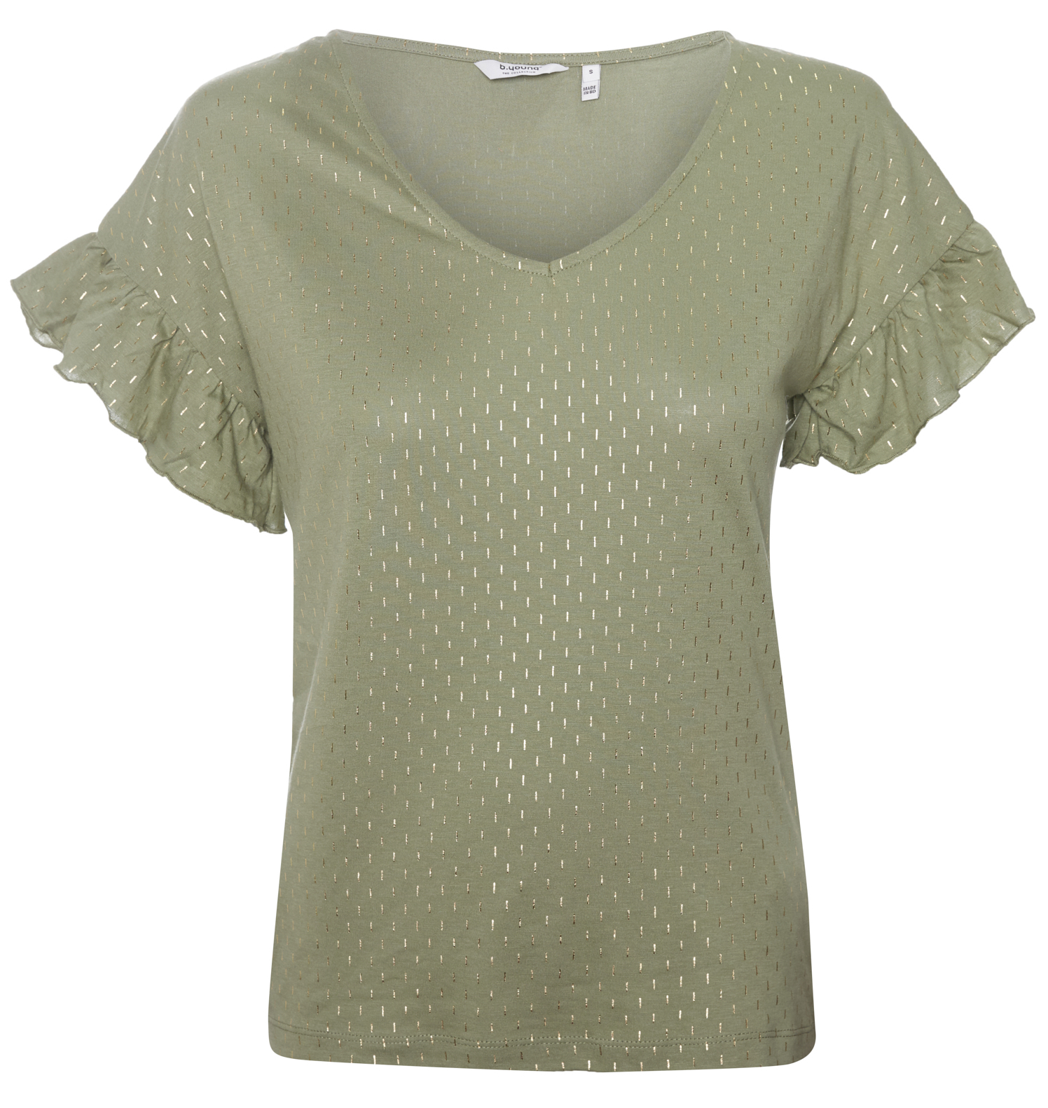 B. Young Ruffle Sleeve Metallic Detail Top