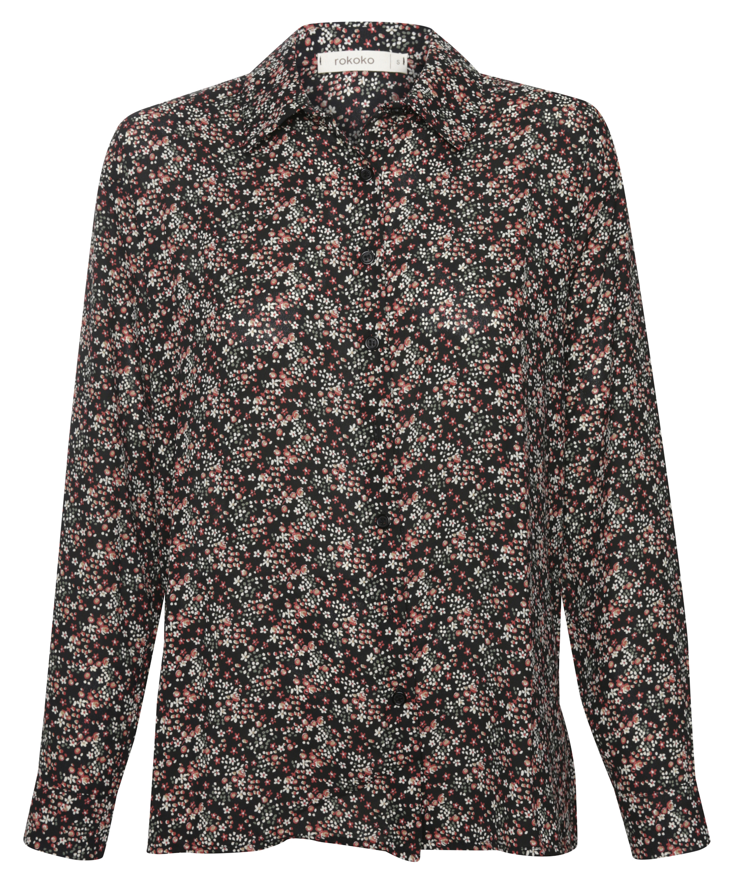 Print Woven L/S Button Down Blouse