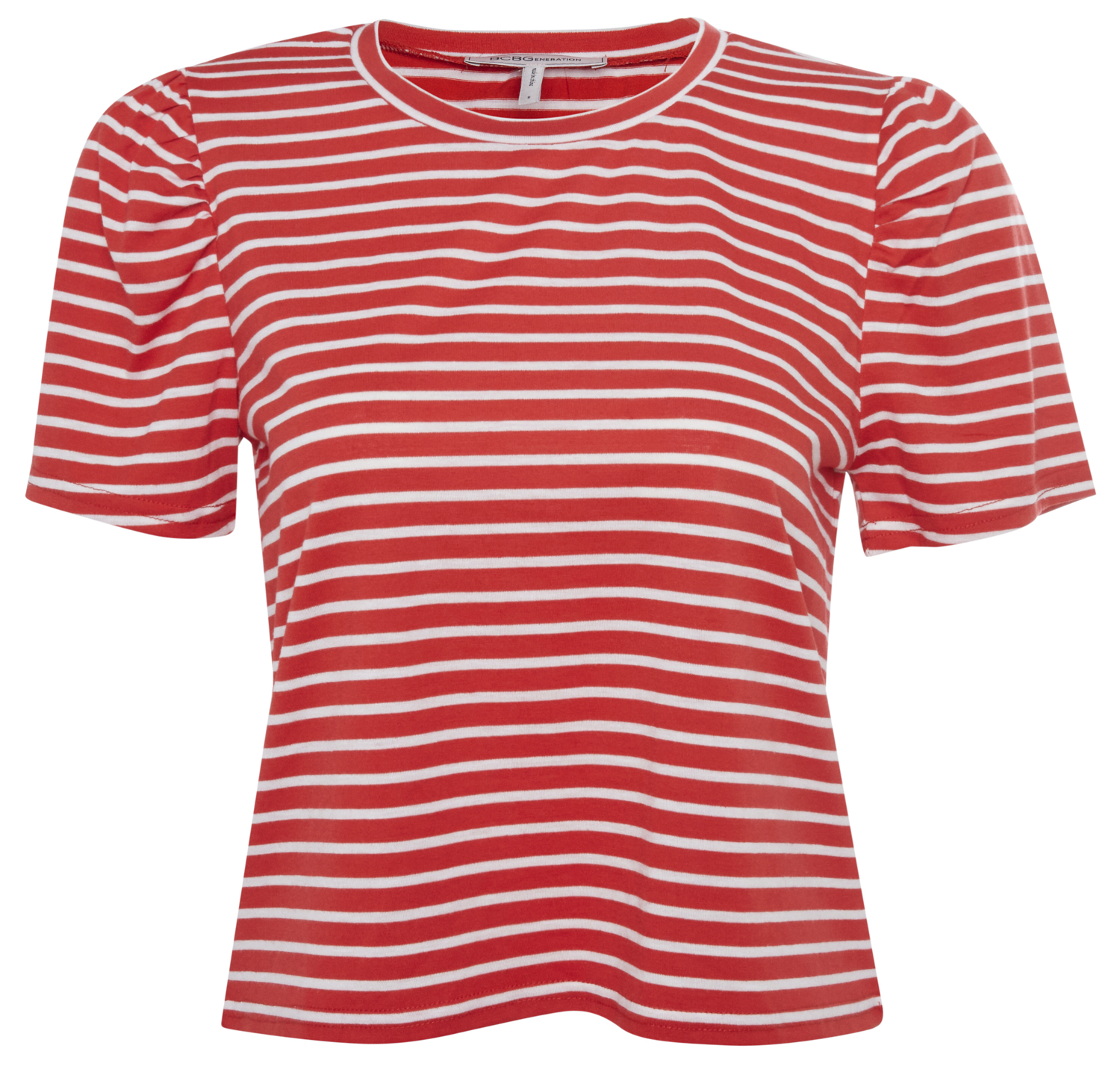 BCBGeneration Striped Puff Sleeve T-Shirt