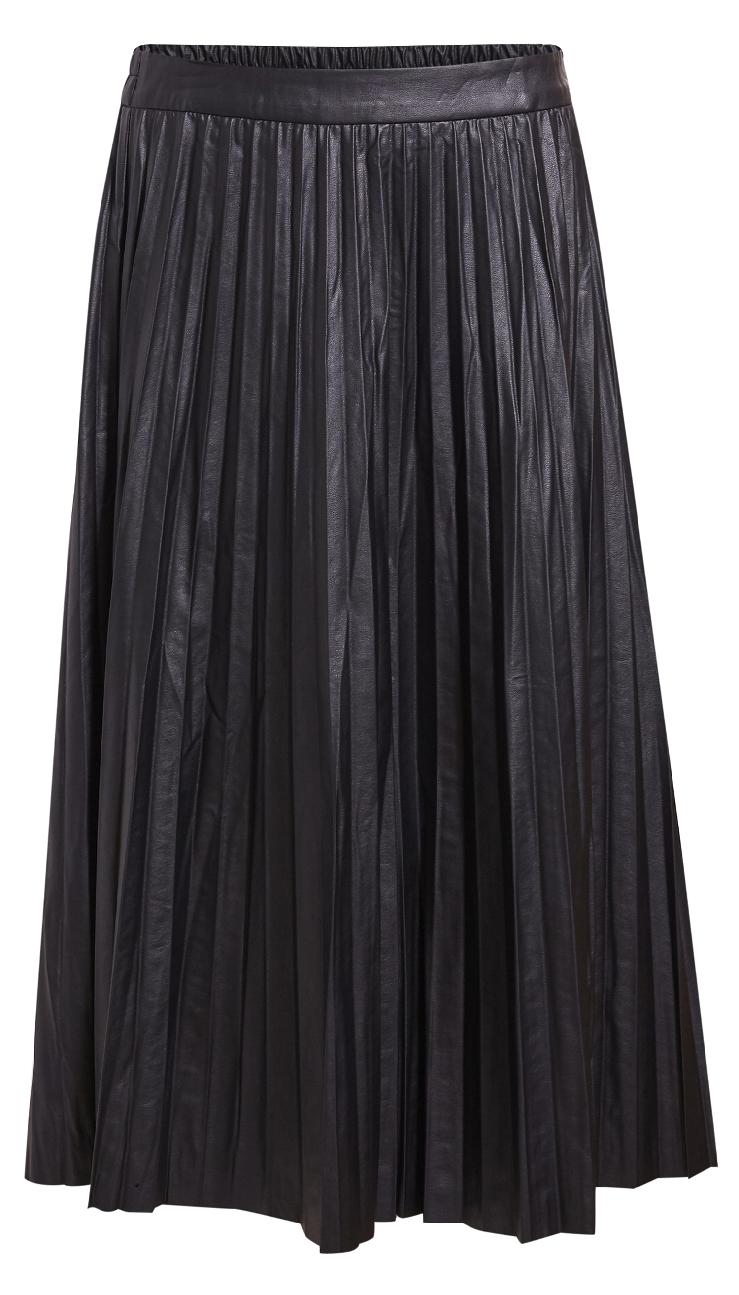 Skies are Blue Midi Pleated Faux Leather Skirt