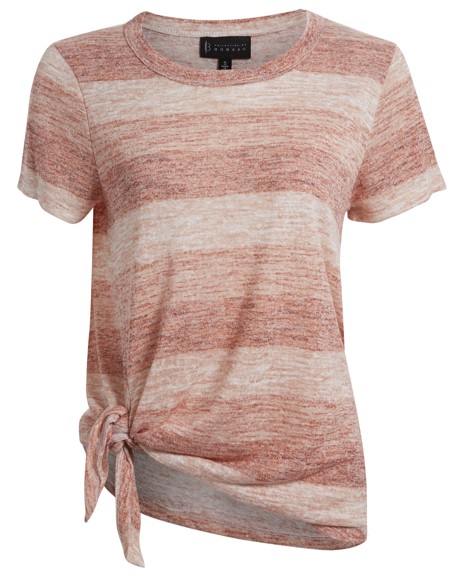 Side Tie Striped Knit Tee