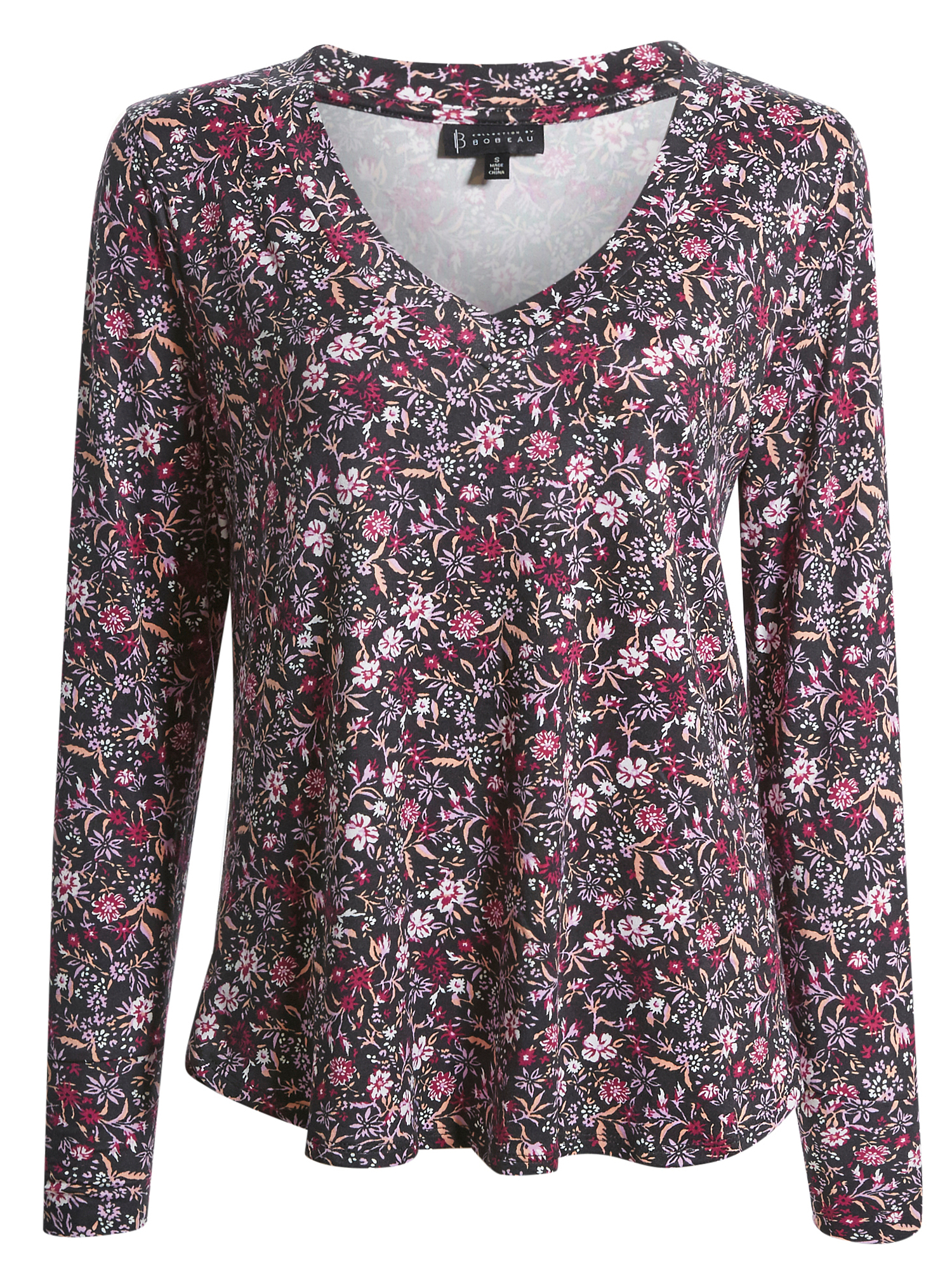 Floral Print V Neck Long Sleeve