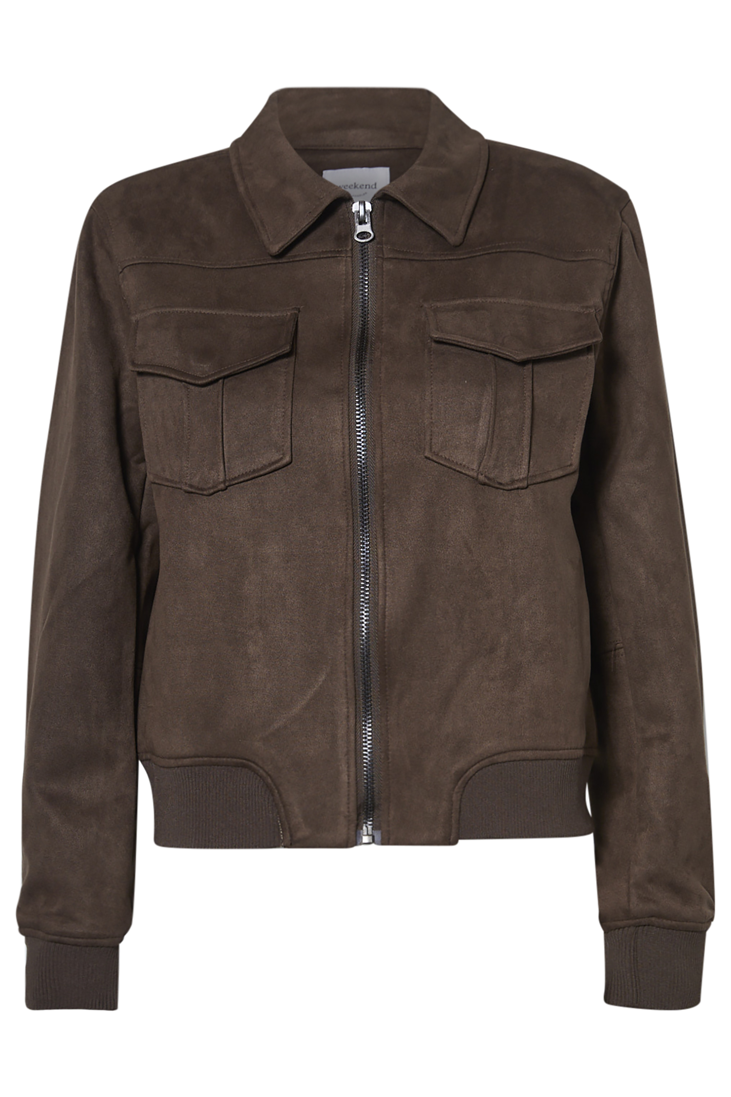 Faux Suede Collared Jacket