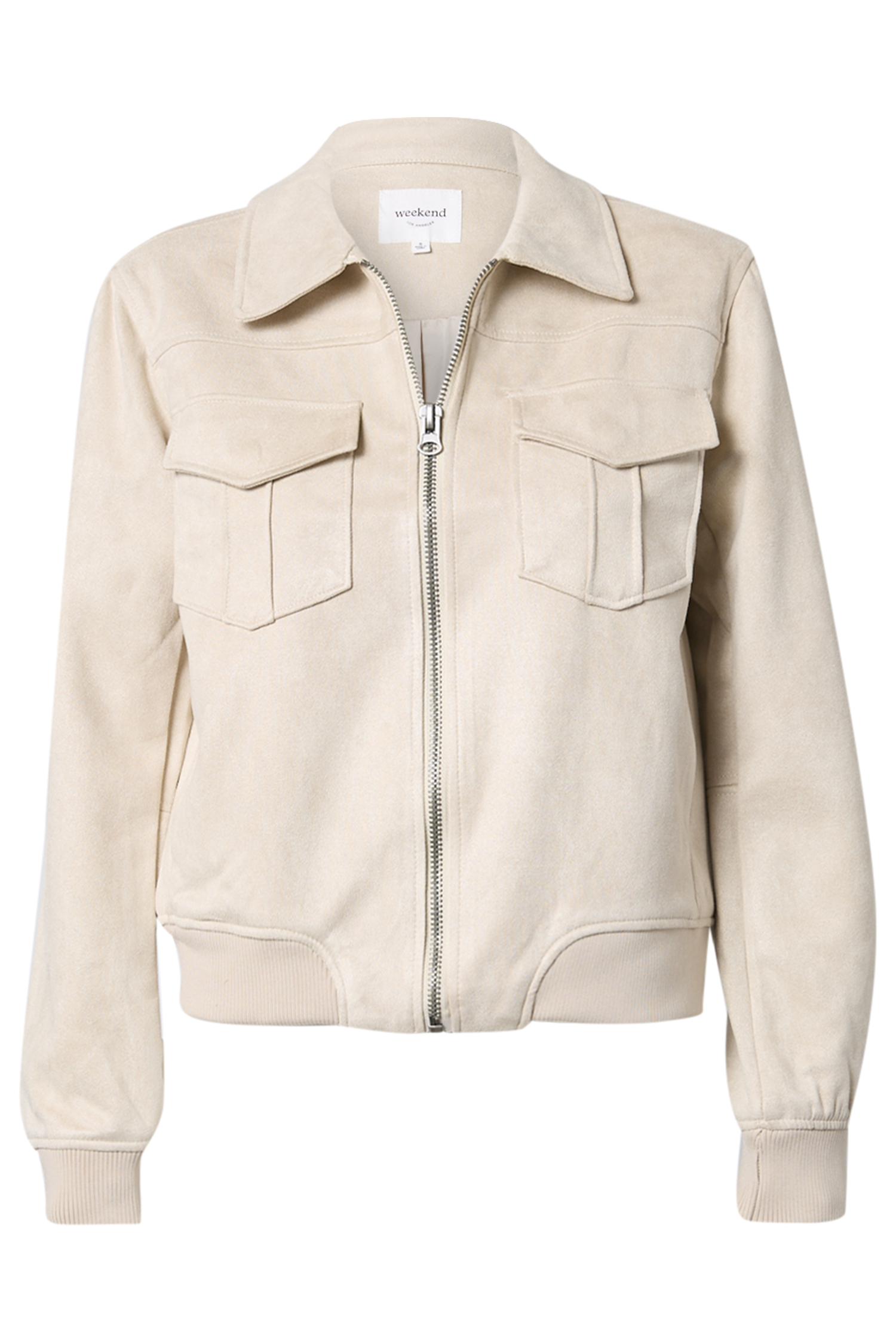 Faux Suede Collared Jacket