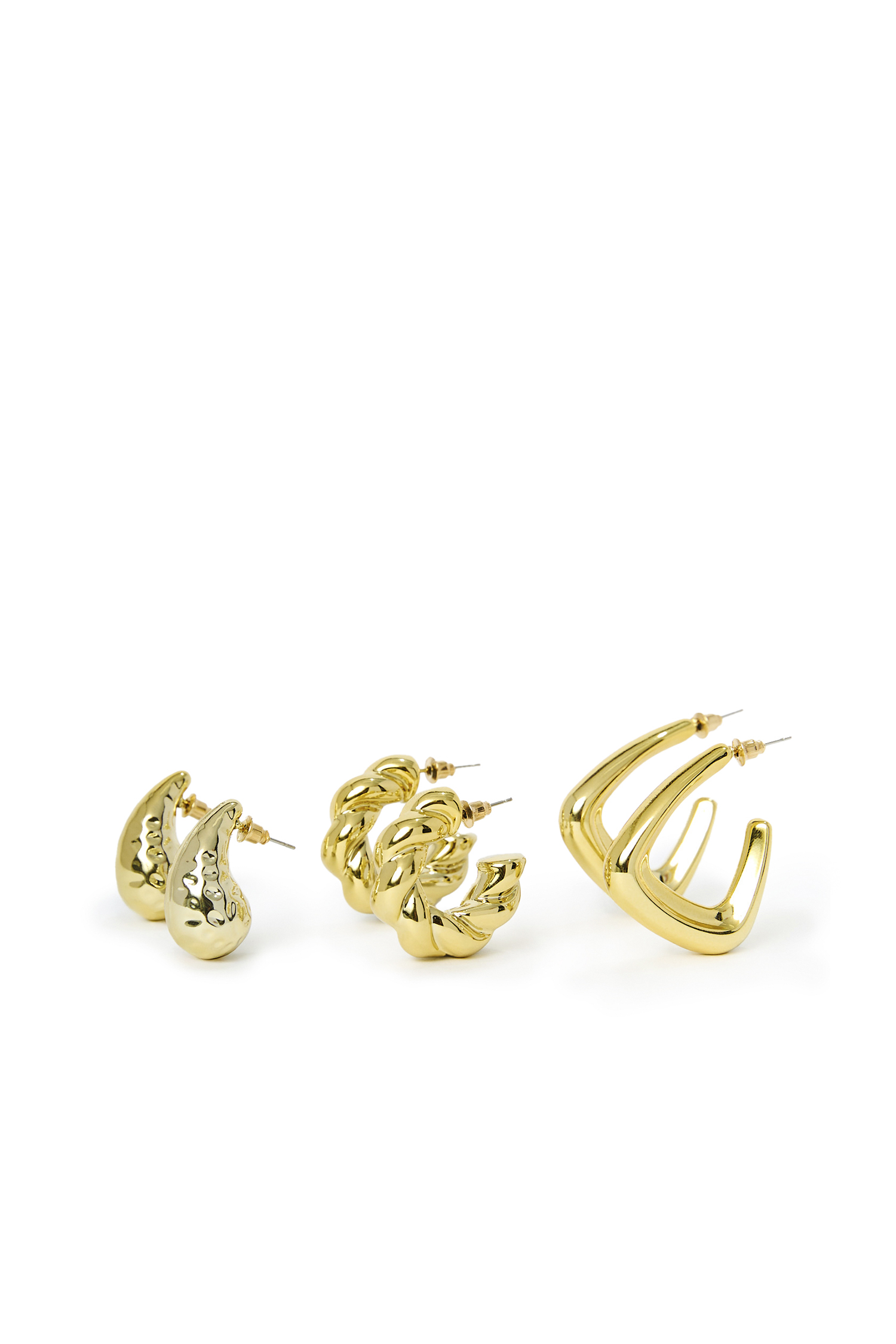 Teardrop Twist and Triangular Hoop Earrings Set